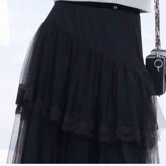 チュールスカート チュールスカート レイヤードフリルチュールロングスカート