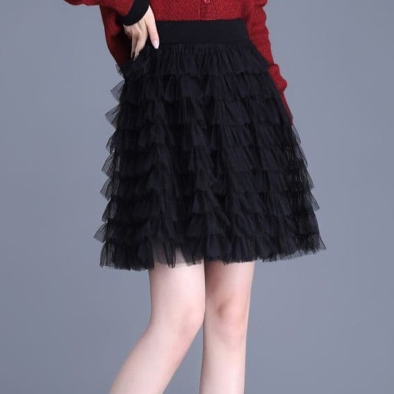 チュールスカート チュールスカート ふんわり重ねフリルチュールミニスカート