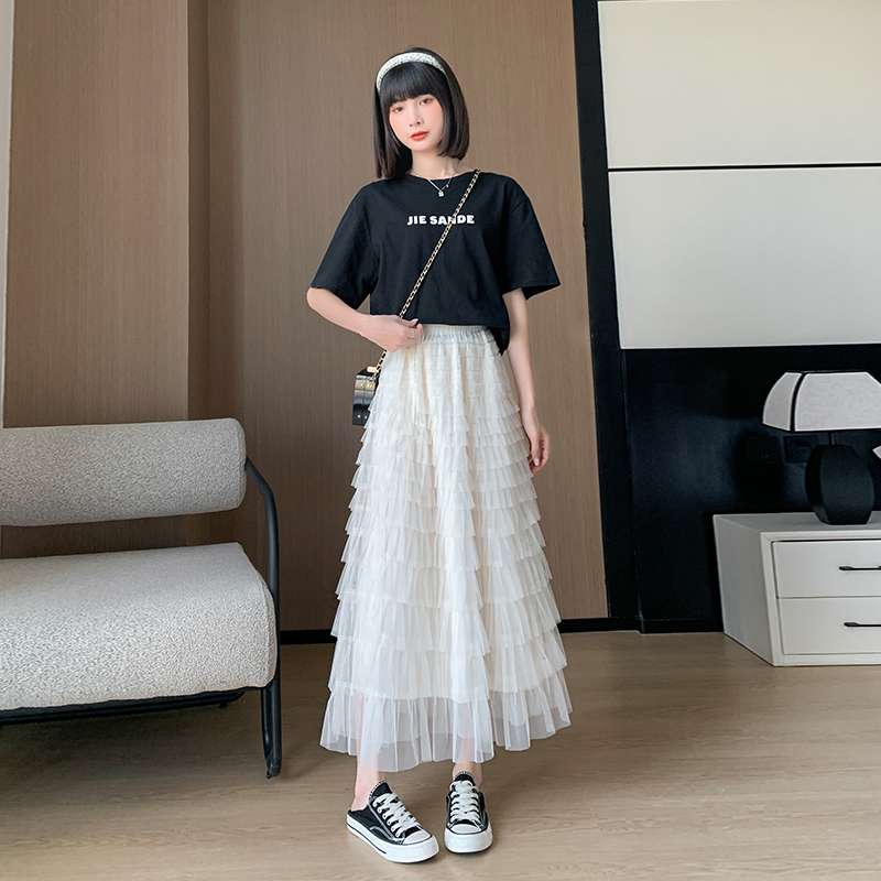 チュールスカート ふんわりチュールレイヤードスカート