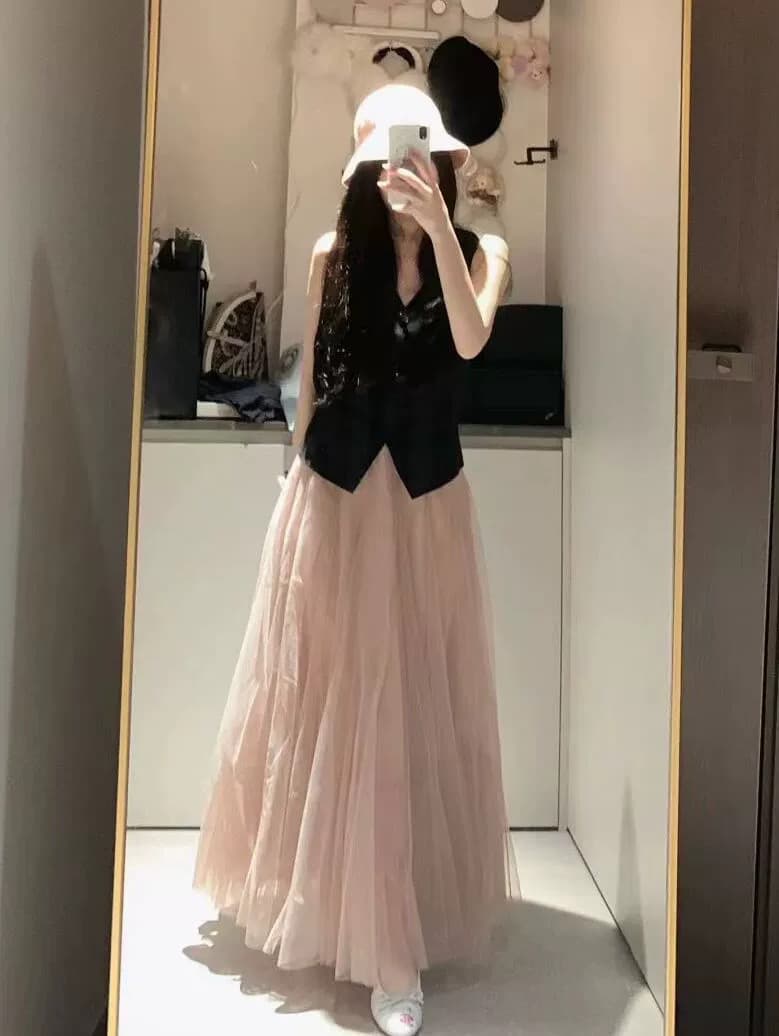 チュールスカート ふんわり優美なチュールロングスカート