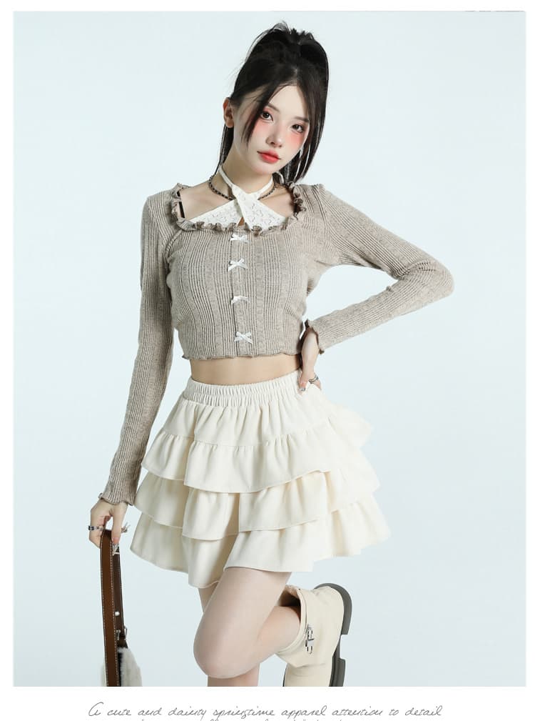 チュールスカート ふんわりティアード三段フリルスカート