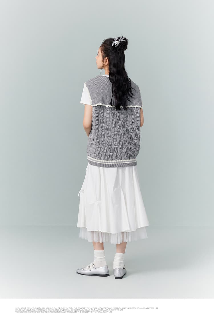 チュールスカート リボン結びチュールフレアスカート
