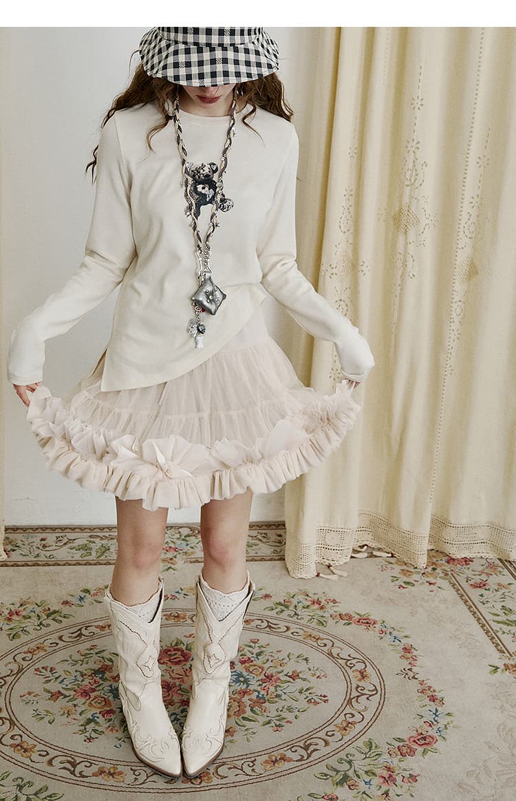 チュールスカート ふんわり姫系チュールフリルスカート