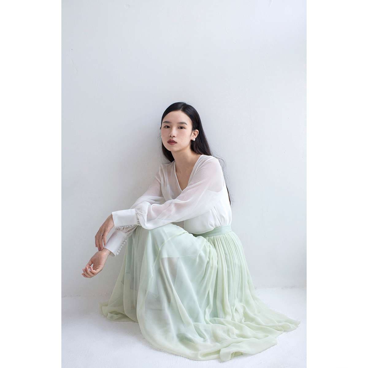 チュールスカート ふんわり優美なチュールロングスカート