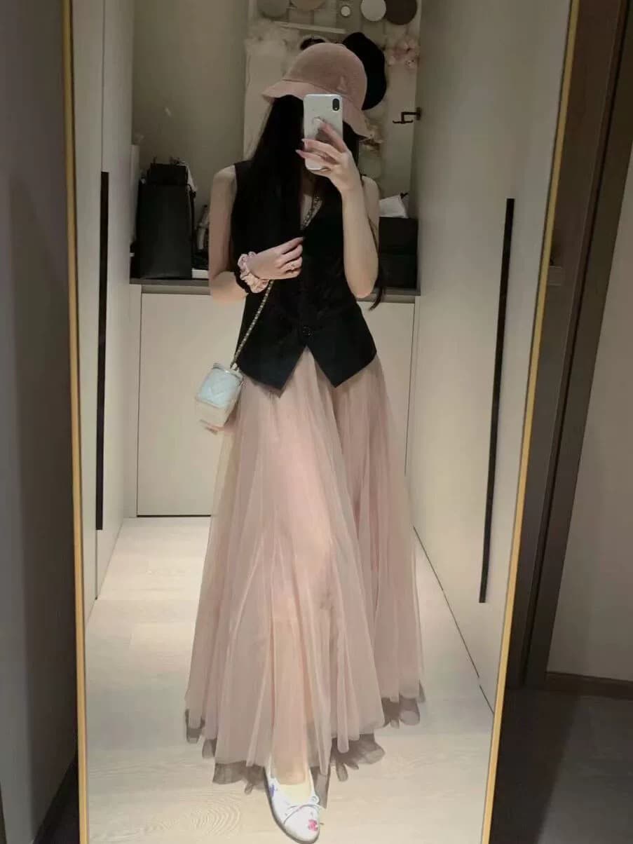 チュールスカート ふんわり優美なチュールロングスカート