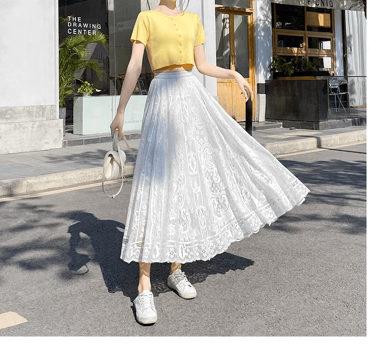 チュールスカート 花柄チュールレースふんわりスカート