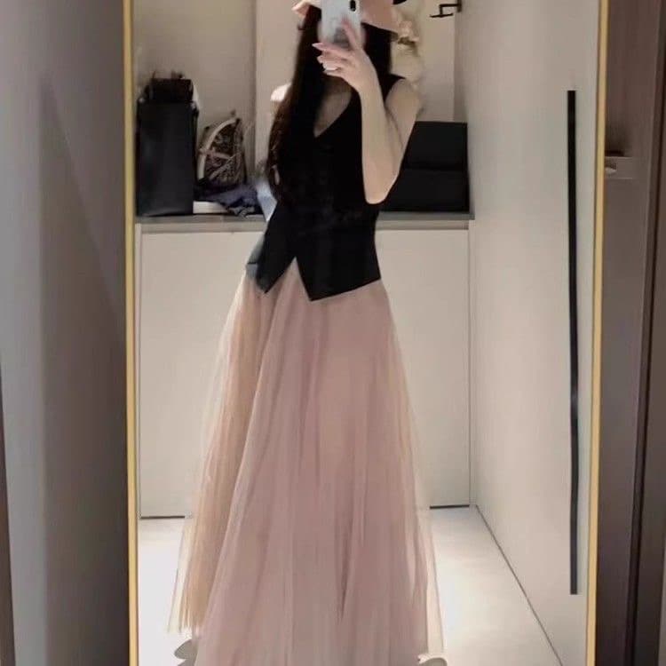 チュールスカート ふんわり優美なチュールロングスカート
