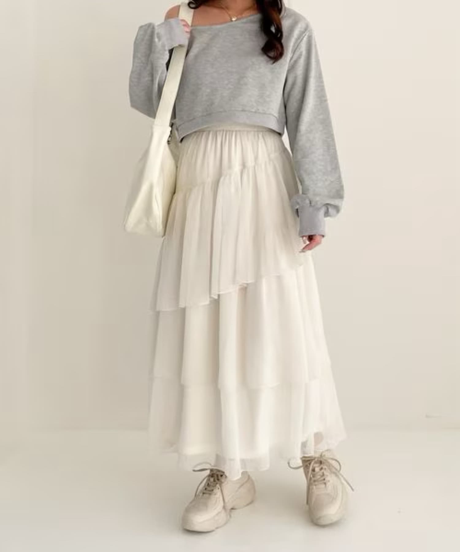 チュールスカート ふんわり重ねチュールティアードスカート